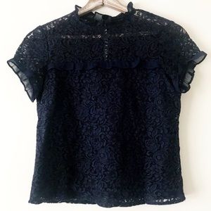 Banana Republic Navy Blue Small Lace Blouse